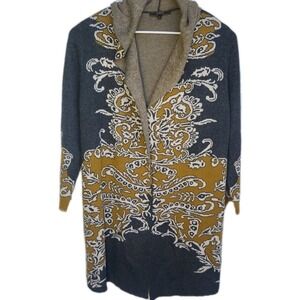 MAX Sport Boho Hooded Cardigan Sweater XL Brown Gray Long Sleeve Cozy Pockets